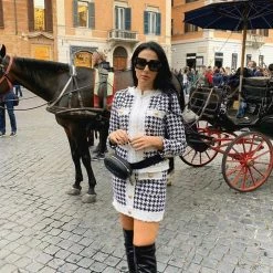 Jessica Bara Louise Tweed Houndstooth Two Piece Set Influencer Style