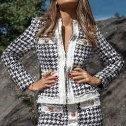 Jessica Bara Louise Tweed Houndstooth Two Piece Set Influencer Style