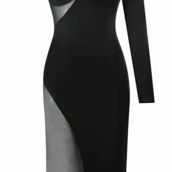 Influencer Style Jessica Bara Zinnia One Shoulder Sheer Midi Dress