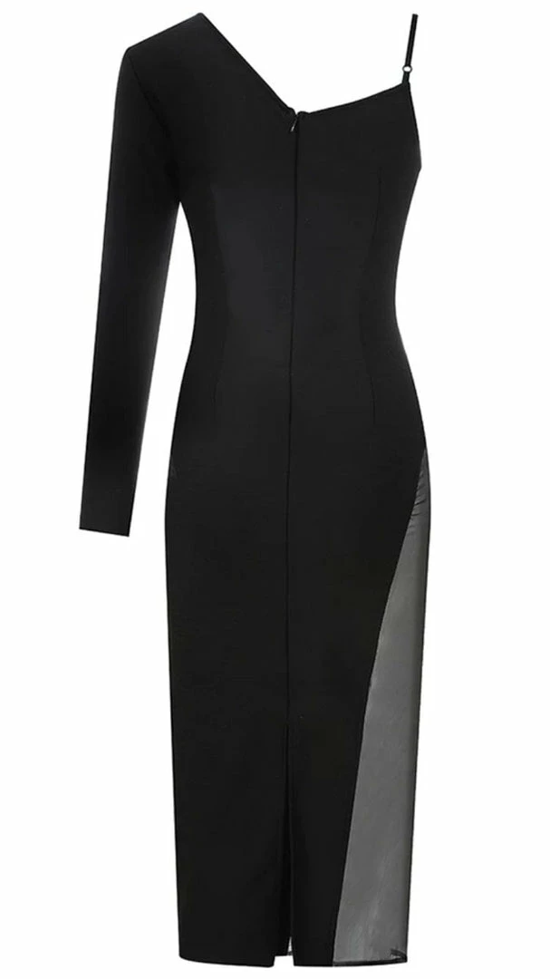 Influencer Style Jessica Bara Zinnia One Shoulder Sheer Midi Dress