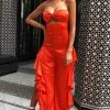 Jessica Bara Arora Strapless Ruffle Jumpsuit Influencer Style