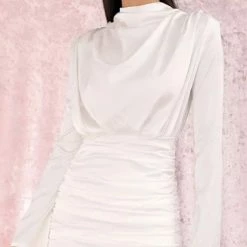 Influencer Style Jessica Bara Michelle Long Sleeve Ruched Mini Dress