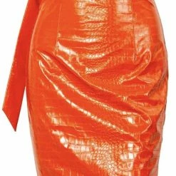 Reve Doll Essentials Jessica Bara Ruby Crocodile PU Midi Skirt