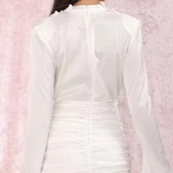 Influencer Style Jessica Bara Michelle Long Sleeve Ruched Mini Dress