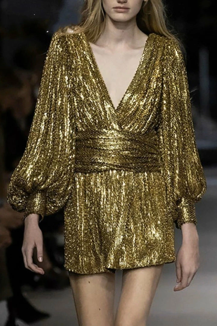 Birthday Suit Jessica Bara Thorin Long Sleeve Sequin Mini Dress