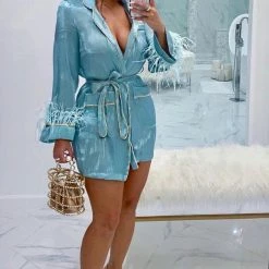 Influencer Style Jessica Bara Chelsia Feather Belted Mini Dress