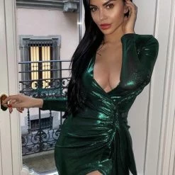 Jessica Bara Bound 2 V-Neck Draped Bodycon Dress