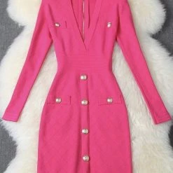 Jessica Bara Caroline Long Sleeve Bandage Dress