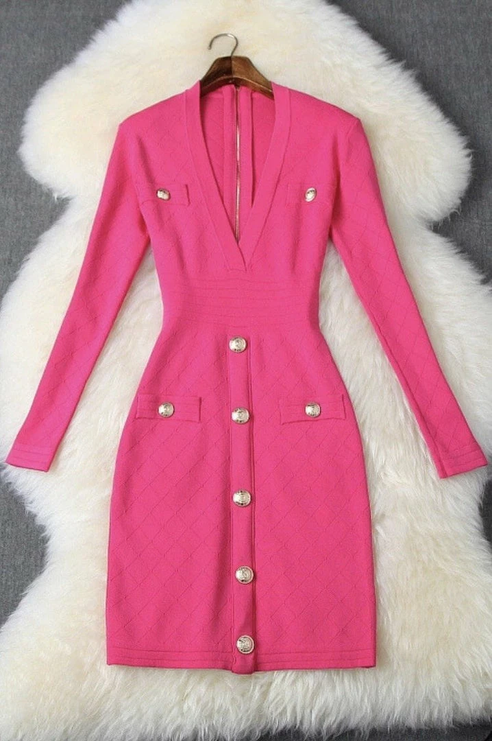 Jessica Bara Caroline Long Sleeve Bandage Dress