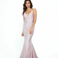 Atria V Neck Draped Bodycon Gown
