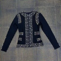 Jessica Bara Roscoe Long Sleeve Beaded Crystal Jacket Birthday Suit