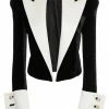 Jessica Bara Jamie Velvet Gold Button Cropped Blazer