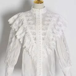 Jessica Bara Yvonne Long Sleeve Lace Blouse