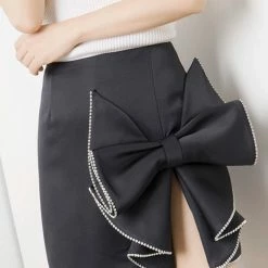 Jessica Bara Salome High Waisted Bow Mini Skirt Birthday Suit