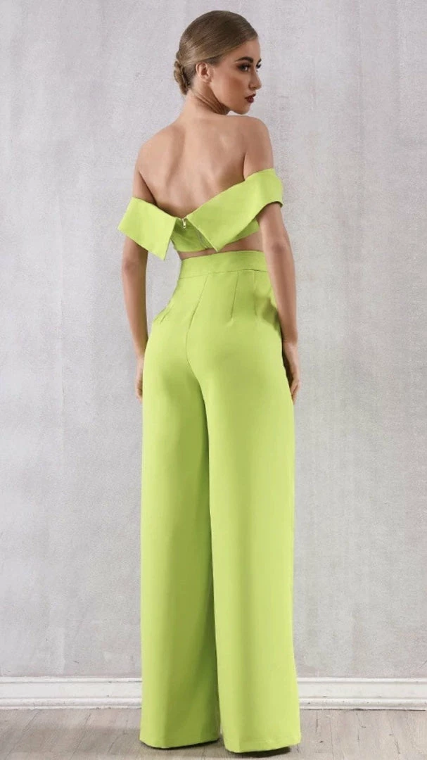 Jessica Bara Paola Crop Top And Pant Two Piece Set