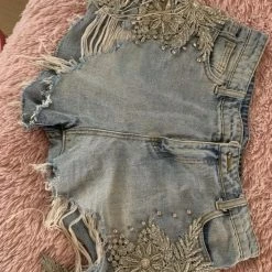 Reve Doll Essentials Jessica Bara Blythe High Waisted Rhinestone Denim Shorts