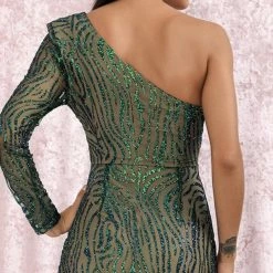 Jessica Bara Lilly One Shoulder Glitter Mini Dress