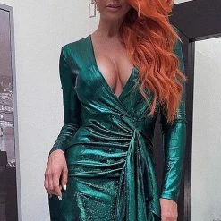 Jessica Bara Bound 2 V-Neck Draped Bodycon Dress