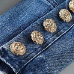 Reve Doll Essentials Jessica Bara Donatella Blue Denim Gold Button Blazer