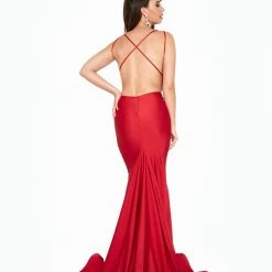 Atria V Neck Open Back Bodycon Gown