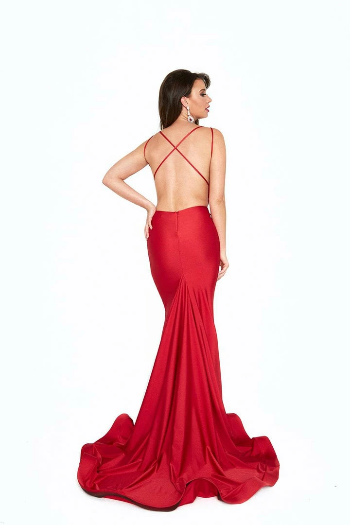 Atria V Neck Open Back Bodycon Gown