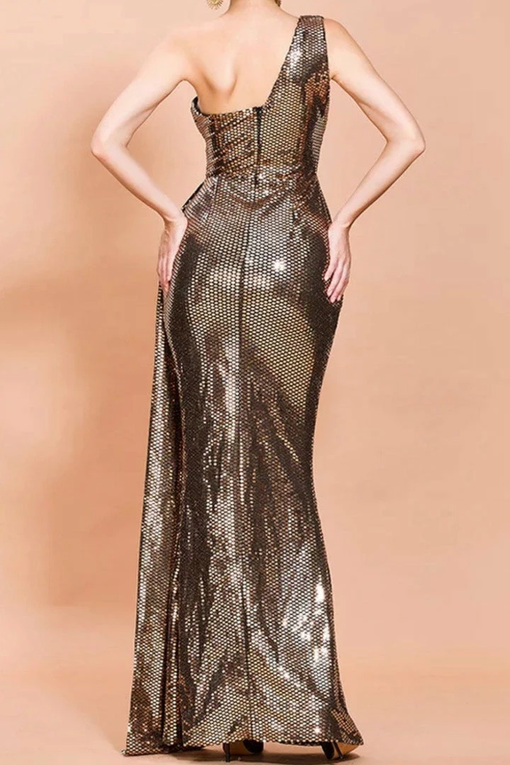 The Event Shop Jessica Bara Holland Sequin One Shoulder Gown