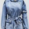Reve Doll Essentials Jessica Bara Jayden Belted Gold Button Denim Jacket