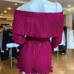 Endless Rose Samantha Off The Shoulder Raspberry Romper