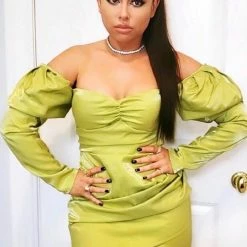 Jessica Bara Holly Puff Long Sleeve Mini Dress Influencer Style