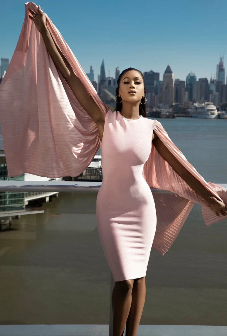 Jessica Bara Zowie Split Sleeves Midi Dress