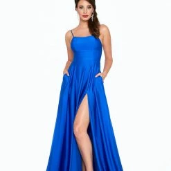 Atria Lace Up Back Leg Slit Gown The Event Shop