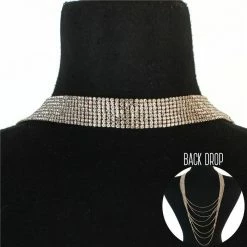 Jessica Bara Rea Rhinestone 8 Line Back Drop Necklace The Event Shop