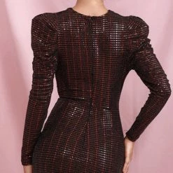 Jessica Bara Lauren Long Sleeve Glitter Mini Dress
