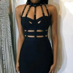 Jessica Bara Dona Bondage Halter Dress