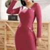 Jessica Bara Hartley Long Sleeve Bandage Midi Dress Birthday Suit