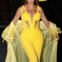 Jessica Bara Benedetta Bandage Jumpsuit Influencer Style