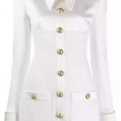 Influencer Style Jessica Bara Leighton Collar Tweed And Satin Mini Dress