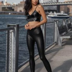 Influencer Style Commando Faux Patent Leather Long Line Bralette