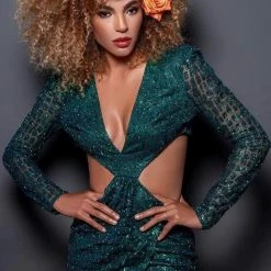 Jessica Bara Delaney Cut Out Long Sleeve Mini Dress