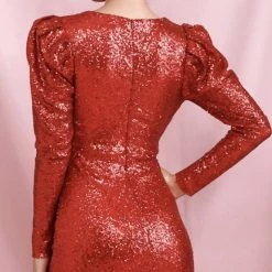 Jessica Bara Astor V Neck Sequin Ruffle Mini Dress Birthday Suit