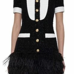 Jessica Bara Nicki Tweed Feather Dress