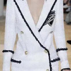 Reve Doll Essentials Jessica Bara Brenna Tweed Silver Button Blazer Dress