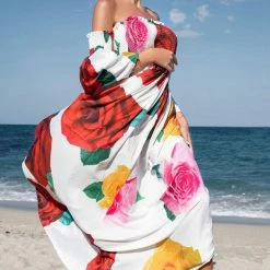 Jessica Bara Sunshine Off Shoulder Printed Maxi Dress Best Sellers