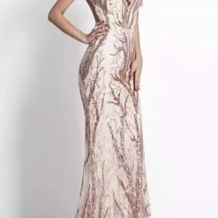 Jessica Bara Dena Rose Gold Sequin Backless Gown The Event Shop
