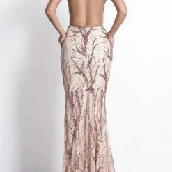 Jessica Bara Dena Rose Gold Sequin Backless Gown The Event Shop