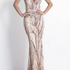 Jessica Bara Dena Rose Gold Sequin Backless Gown The Event Shop