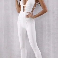 Jumpsuits Jessica Bara Delilah Bandage Deep V Jumpsuit