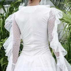 Jessica Bara Maddalena Lace Up Ruffle Mini Dress Summer Lovin'