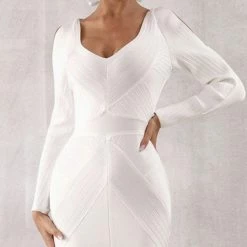 Dresses Jessica Bara Courtney Bodycon Cold Shoulder Midi Dress