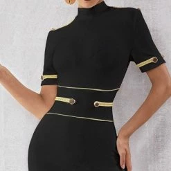 Jessica Bara Ivanna Bodycon High Neck Mini Dress